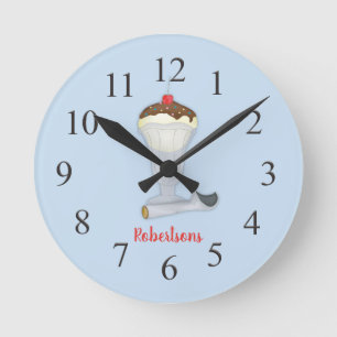 Horloge Ronde Dessert de glace à la vanille élégant et fantaisis