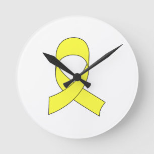 Horloge Ronde Dessin à ruban jaune