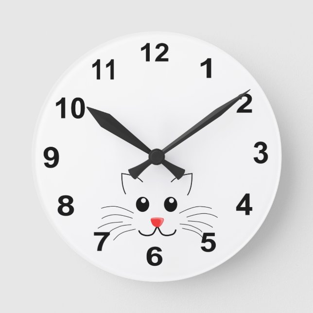Horloge Ronde Dessin amusant Dessin Visage de chat (Recto)