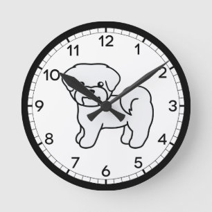 Horloge Ronde Dessin animé de chien maltais blanc