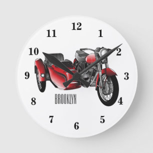 Horloge Ronde dessin animé de la moto Sidecar