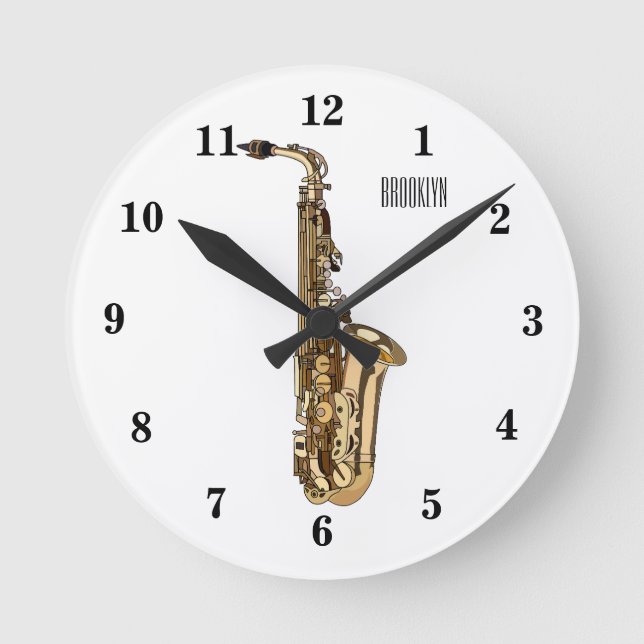 Horloge Ronde dessin animé saxophone (Recto)