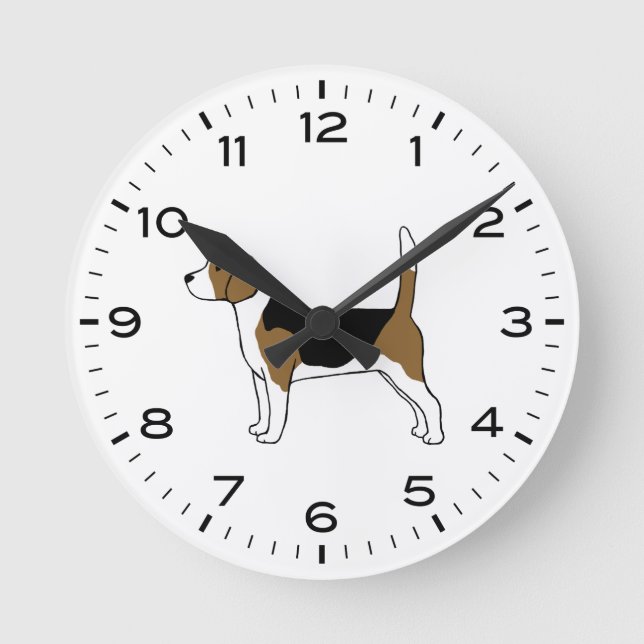 Horloge Ronde Dessin de chien beagle (Recto)