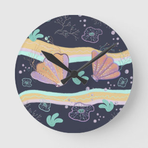 Horloge Ronde dessin de coquillage 