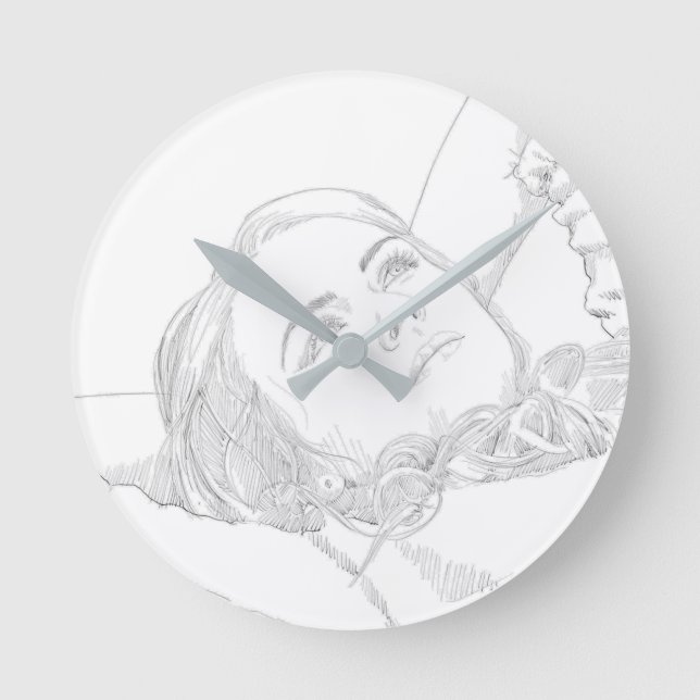 Horloge Ronde Dessin de Daydream d'une femme (Recto)