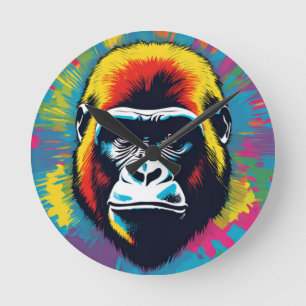 Horloge Ronde Dessin de dessin de peinture Gorilla Pop