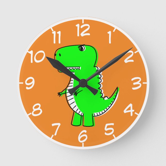 Horloge Ronde Dessin de dinosaure vert (Recto)