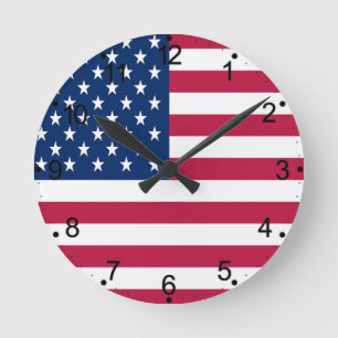 Horloge Ronde Dessin de fierté de drapeau américain USA