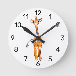 Horloge Ronde Dessin de girafe, animaux de safari