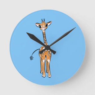 Horloge Ronde Dessin de girafe, animaux de safari