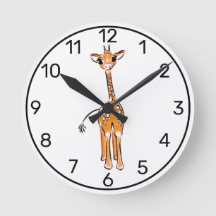 Horloge Ronde Dessin de girafe, animaux de safari