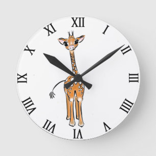 Horloge Ronde Dessin de girafe, animaux de safari
