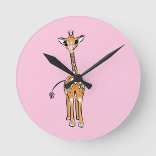 Horloge Ronde Dessin de girafe, animaux de safari