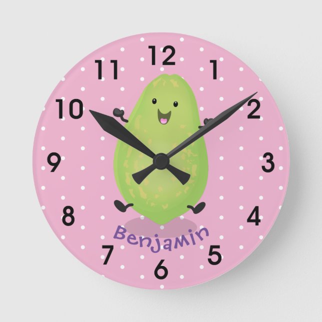 Horloge Ronde dessin de la patte papaye de Cute kawaii (Recto)