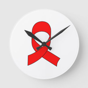 Horloge Ronde Dessin de ruban rouge