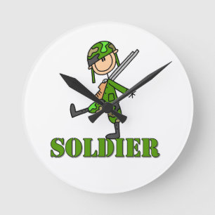 Horloge Ronde Dessin de soldat bâton