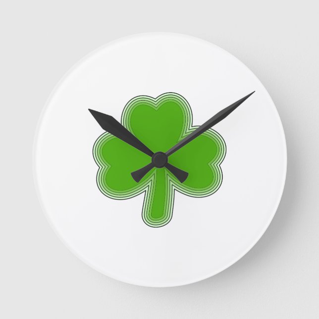 Horloge Ronde Dessin de trèfle de la Saint-Patrick (Recto)