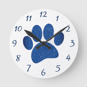 Horloge Ronde Dessin Empreinte de patte de chien vieux papier im