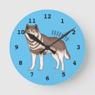 Horloge Ronde dessin humoristique sibérien husky