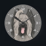 Horloge Ronde Dessin mignon de Chien de Briard<br><div class="desc">A fun wall clock for the home or office. Makes a cool poison pour les Briard Lovers. Check out of Jenn's Doodle World for even more decorative clocks and dog breed themed decor.</div>