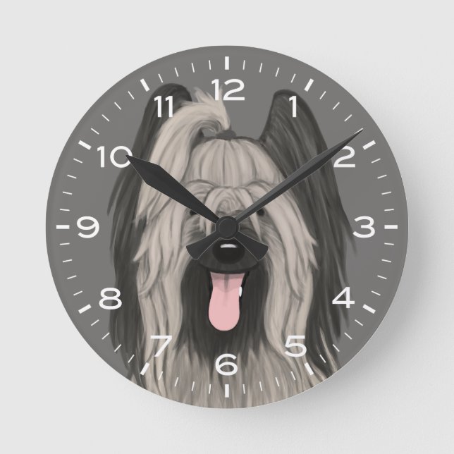 Horloge Ronde Dessin mignon de Chien de Briard (Recto)