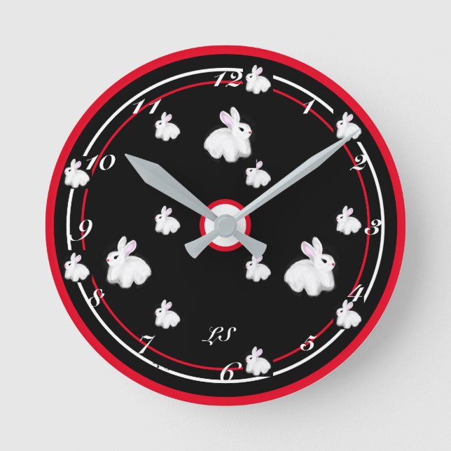 Horloge Ronde Dessin numérique Lapins mignons LS  (Recto)