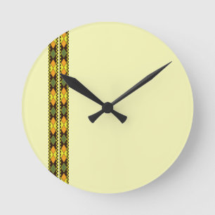 Horloge Ronde Dessin sans couture orange jaune