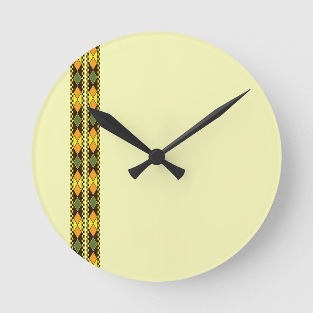 Horloge Ronde Dessin sans couture orange jaune (Recto)
