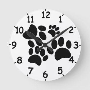 Horloge Ronde Dessins d'Empreintes de pattes de chiots mignons