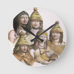 Horloge Ronde Détails des coiffes en Amérique du nord-ouest