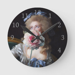 Horloge Ronde Détruire avec la pivoine rose