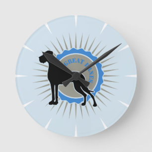 Horloge Ronde Deutsche Doge auf blau élégant