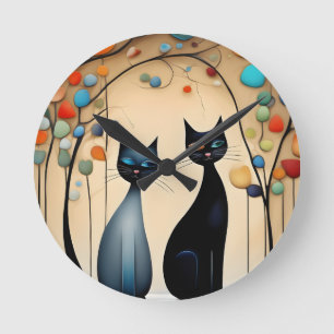 Horloge Ronde Deux chats charmants