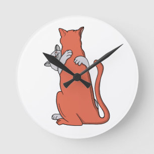 Horloge Ronde Deux chats s'unissent en amitié