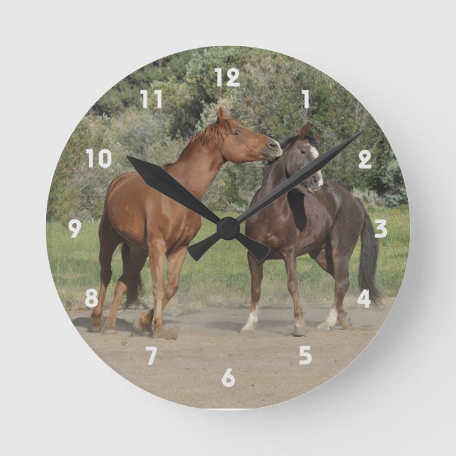 Horloge Ronde Deux chevaux jouant (Recto)