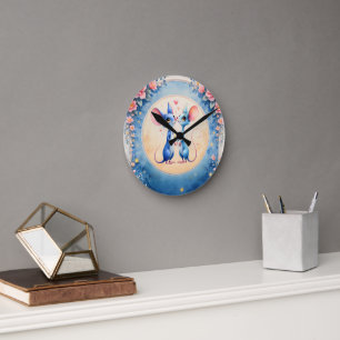 Horloge Ronde Deux cœurs, un amour – Souris de mariage.