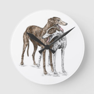 Horloge Ronde Deux Greyhound Friends Dog Art