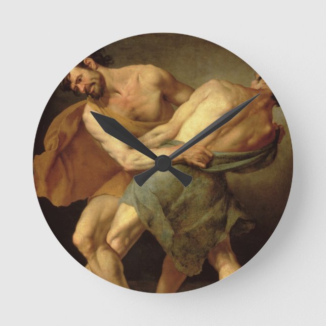 Horloge Ronde Deux lutteurs (Recto)