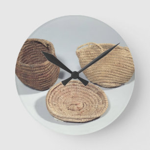 Horloge Ronde Deux paniers et une couverture (frondes tissées d