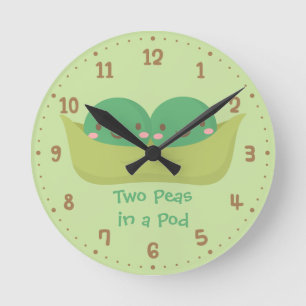 Horloge Ronde Deux petits pois dans une cosse Décoration de cham
