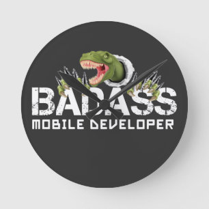 HORLOGE RONDE DÉVELOPPEUR MOBILE BADASS- T-REX MOBILE DEV AMUSAN