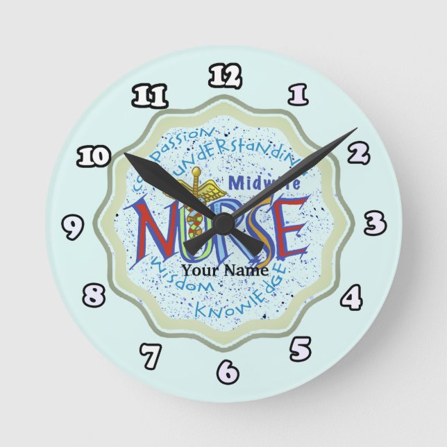Horloge Ronde Devise d'infirmière sage-femme (Recto)