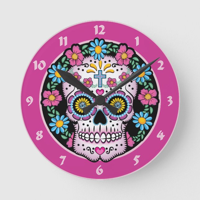 Horloge Ronde Dia de los Muertos Skull (Recto)