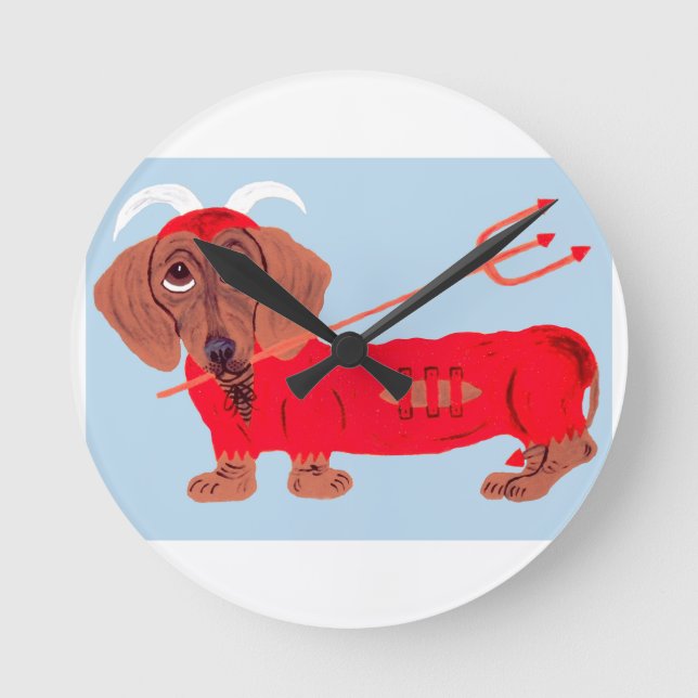 Horloge Ronde Diable Dachshund (Recto)