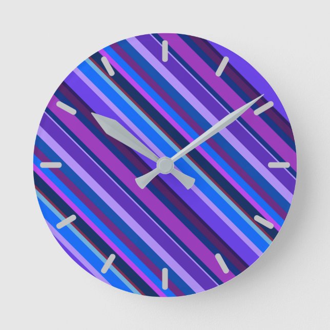 Horloge Ronde Diagonal stripes in blue and purple (Recto)