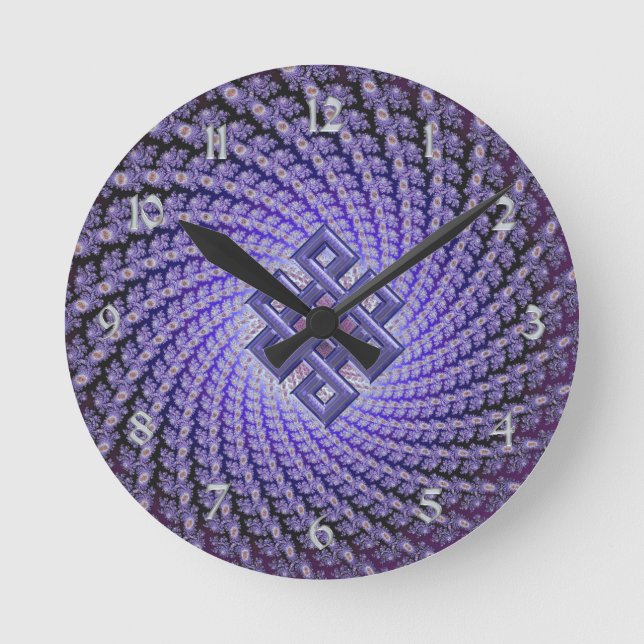 Horloge Ronde Diamant Celtique Fractal Spral Violet (Recto)