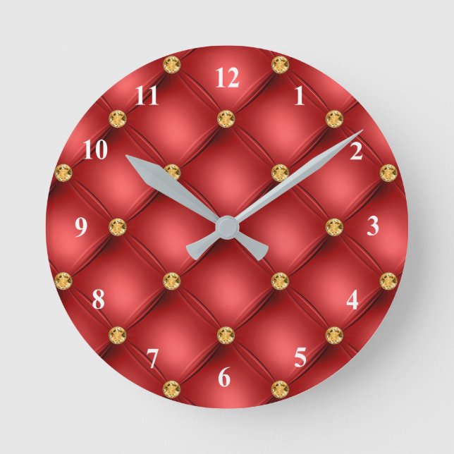 Horloge Ronde Diamant d'or Tufé en cuir Gemstone rouge (Recto)