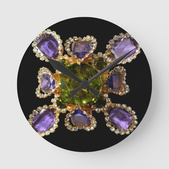 Horloge Ronde Diamants d'améthyste violet Emeralds bijoux (Recto)