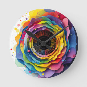 Horloge Ronde Diaphragme coloré abstrait