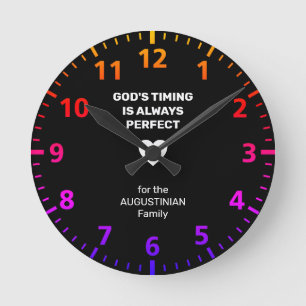 Horloge Ronde DIEU TIMING TOUJOURS PARFAIT   Noir personnalisé